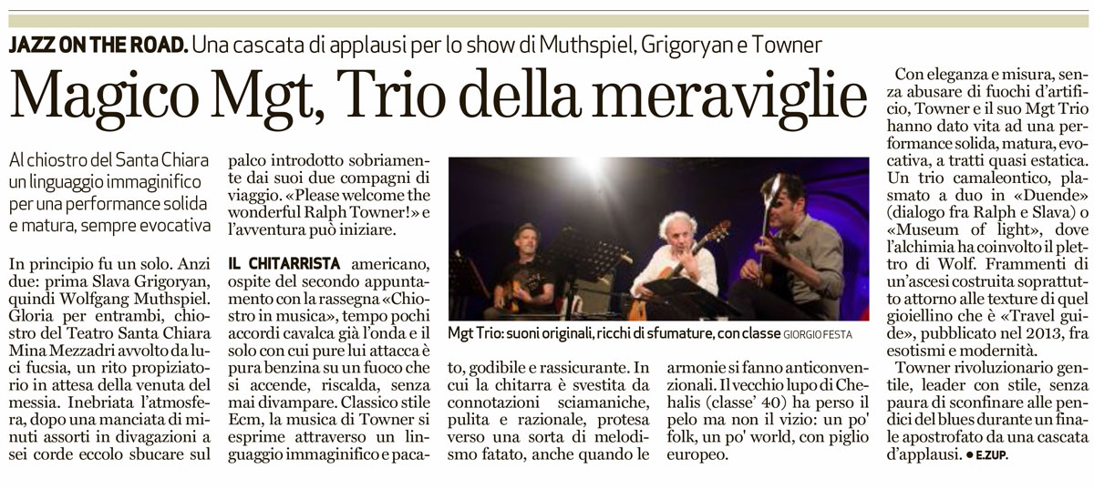 Una cascata di applausi per lo show di Muthspiel, Grigoryan eTowner