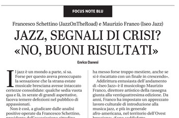 Dal Giornale di Brescia "Jazz segnali di crisi? No buoni risultati"